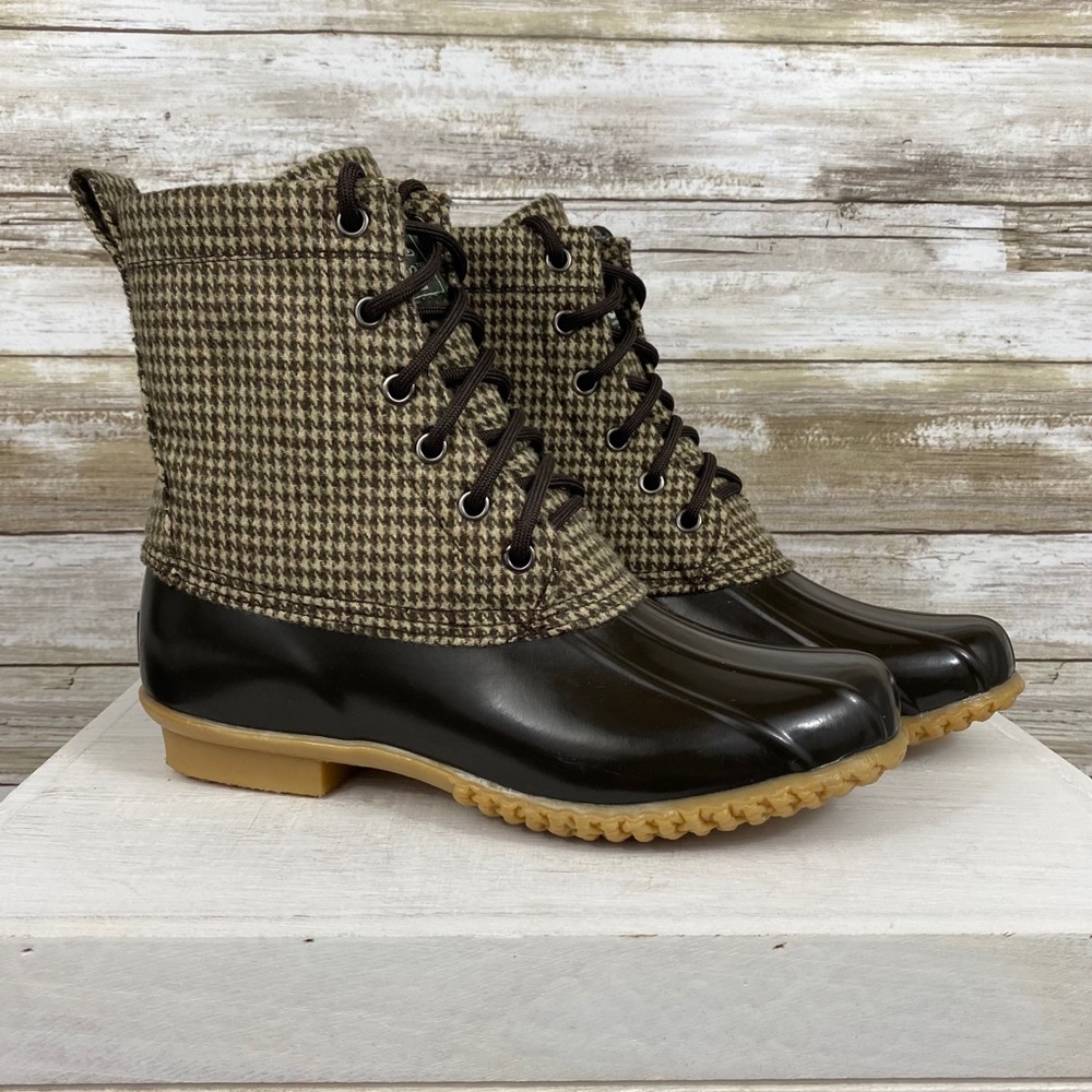 🦆GH Bass & Co🦆 Houndstooth Harlequin Waterproof Duck Boots 8